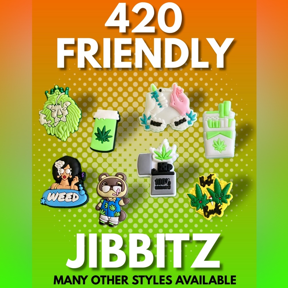 420 Friendly Croc Charms Crocs Jibbitz NEW 8 Piece Set